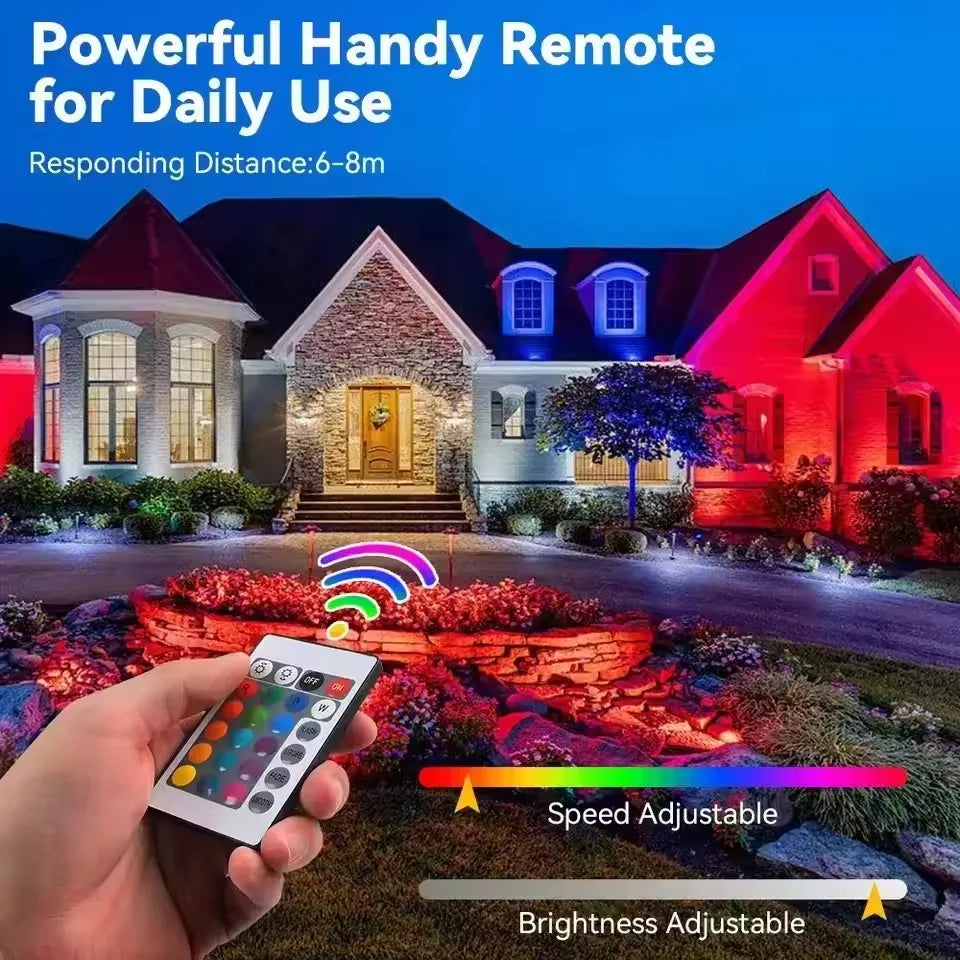 RGB LED Floodlight Outdoor IP66 Waterproof Wall Spotlight Remote-Controlled RGB Floodlights Festival Landscape Decorative Lights