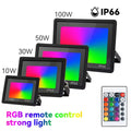 RGB LED Floodlight Outdoor IP66 Waterproof Wall Spotlight Remote-Controlled RGB Floodlights Festival Landscape Decorative Lights