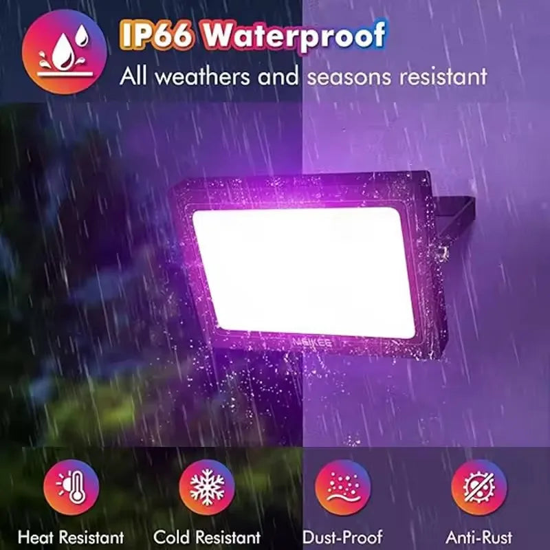 RGB LED Floodlight Outdoor IP66 Waterproof Wall Spotlight Remote-Controlled RGB Floodlights Festival Landscape Decorative Lights